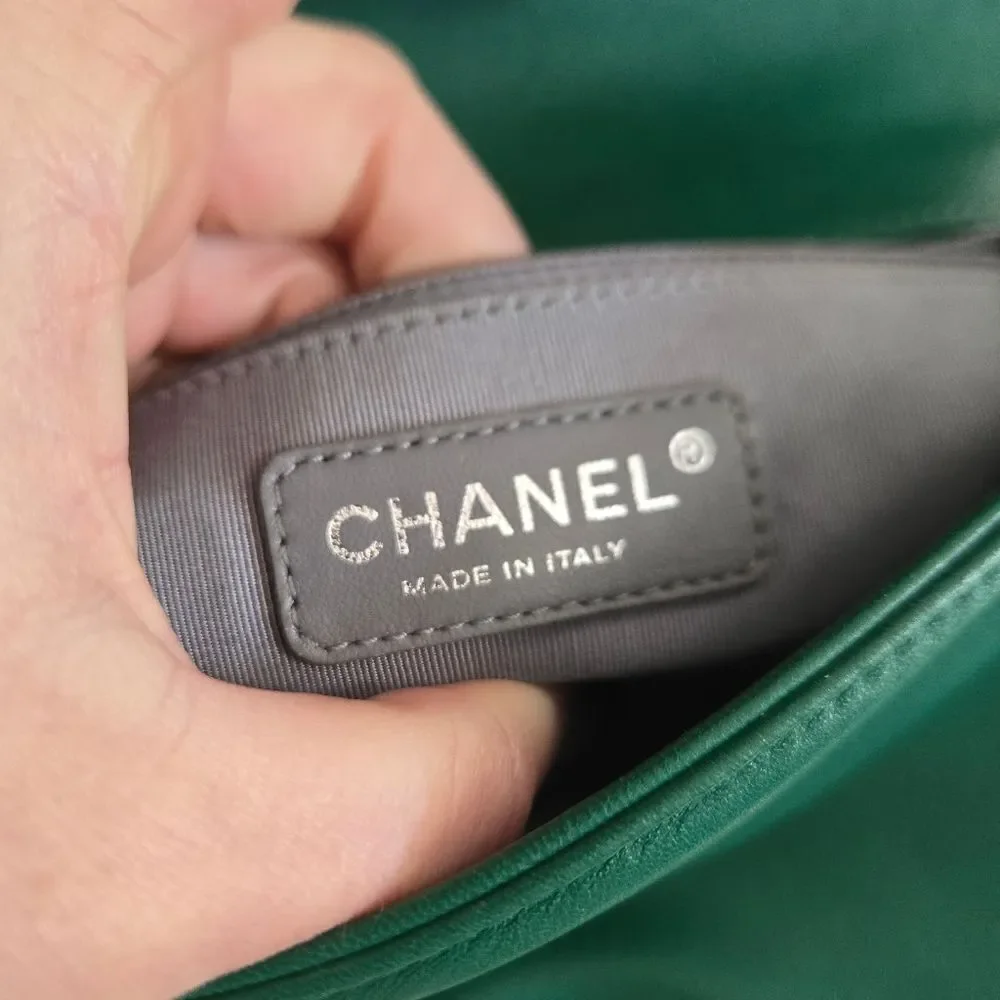 Chanel Green Lambskin Galuchat Stingray Medium Boy Bag